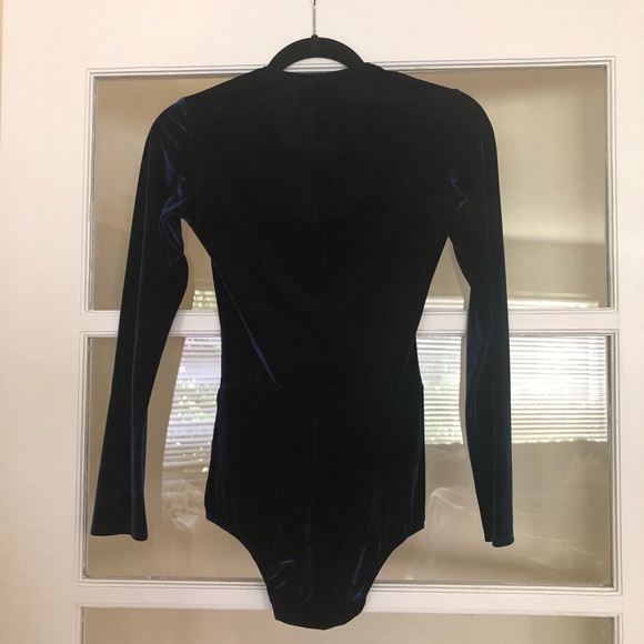 Reformation Blue Velvet Lace-up Bodysuit XS - Picture 4 of 5
